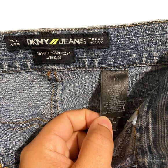 DKNY Jeans Women Greenwich Flared Leg Sz 10 Blue Cotton Blend Y2K Cowgirl Retro - Picture 3 of 9